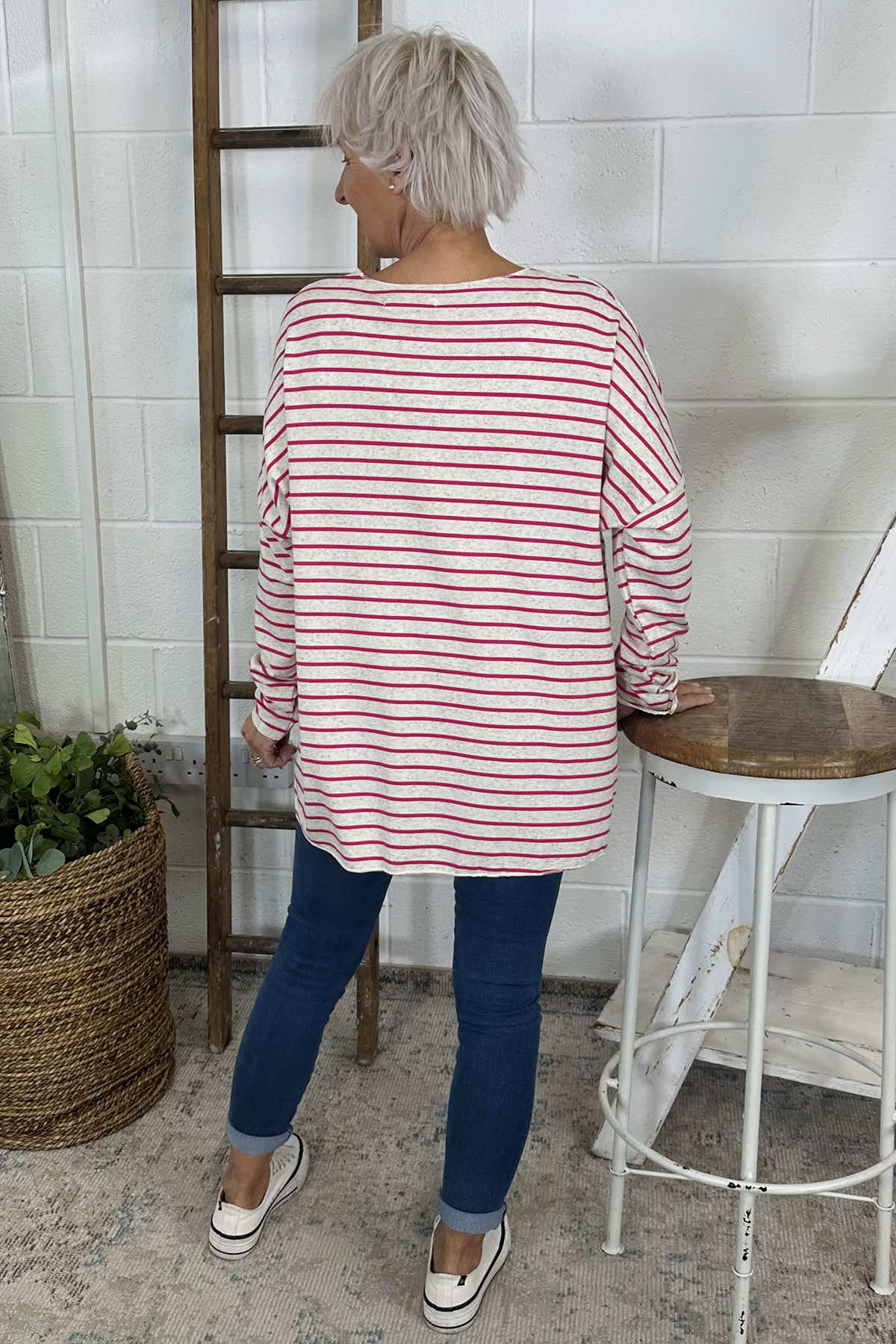 Tatum Stripe Cotton Top Fuchsia