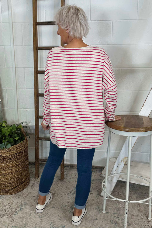 Tatum Stripe Cotton Top Fuchsia - Image 4