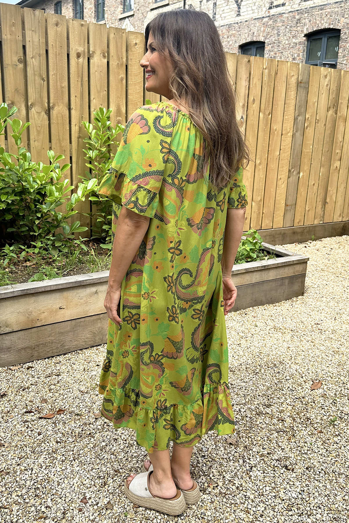 Carmel Floral Print Dress Lime