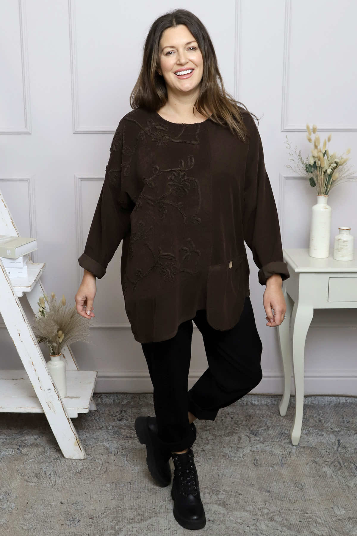 Jessa Needlecord Top Cocoa