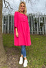 Alara Linen Dress Hot Pink