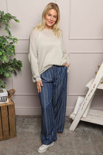 Darya Stripe Denim Trousers Dark Denim Dark Denim - Darya Stripe Denim Trousers Dark Denim