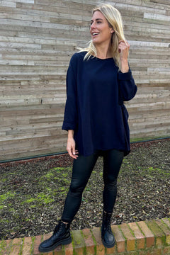 Lottie Pocket Cotton Top Navy