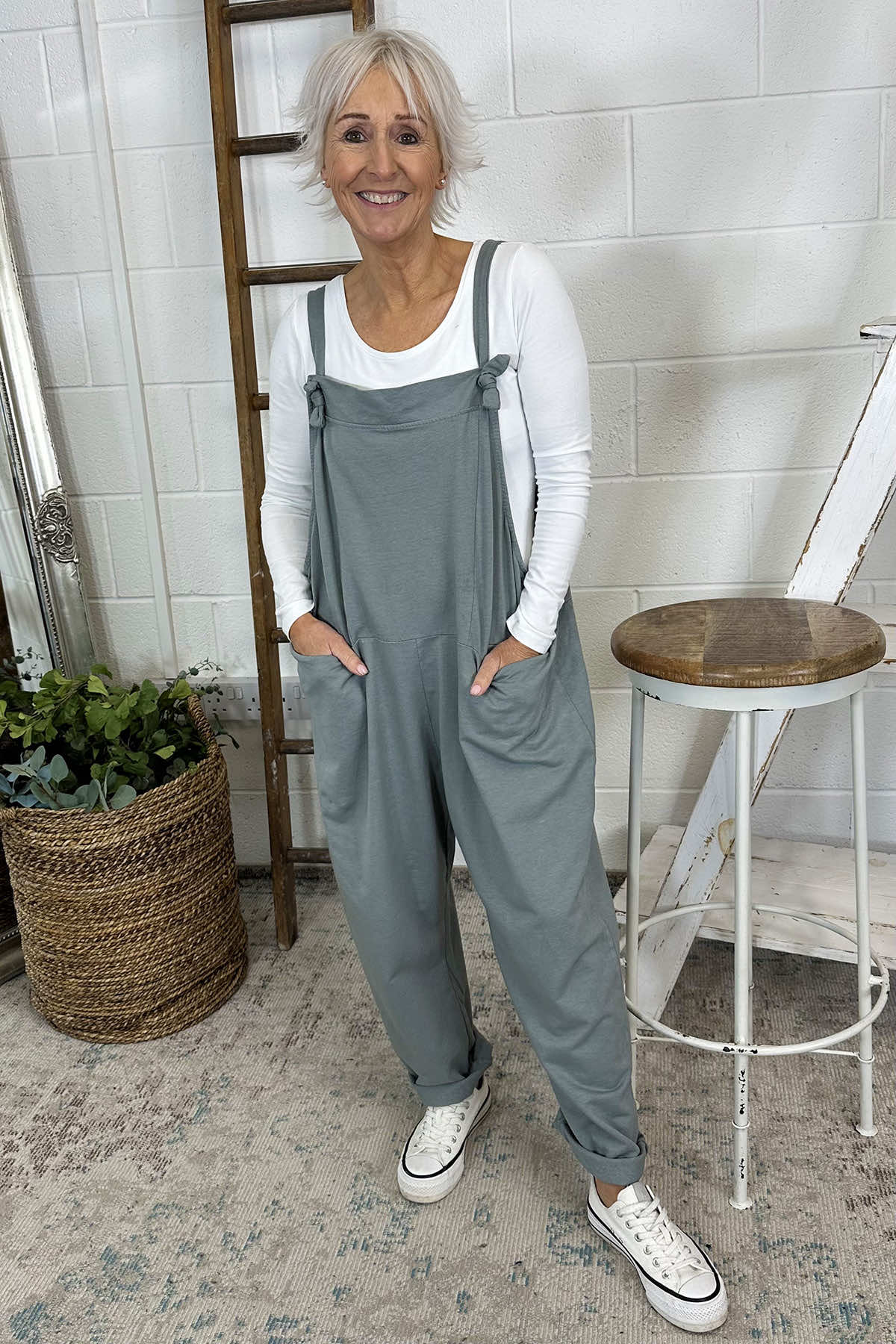 Pabo Jersey Dungarees Mid Grey