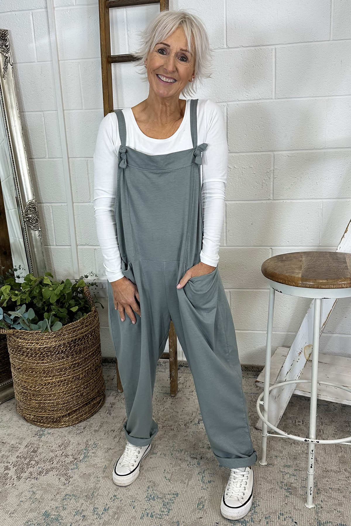 Pabo Jersey Dungarees Mid Grey