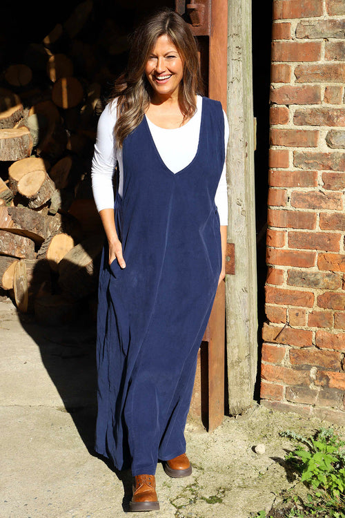 Cara Needlecord Dress Navy - Image 2