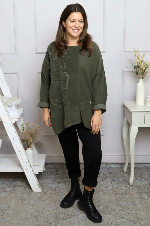 Jessa Needlecord Top Khaki - Image 1