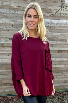 Lottie Pocket Cotton Top Wine