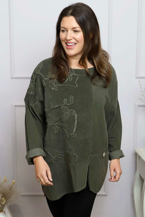 Jessa Needlecord Top Khaki - Image 2
