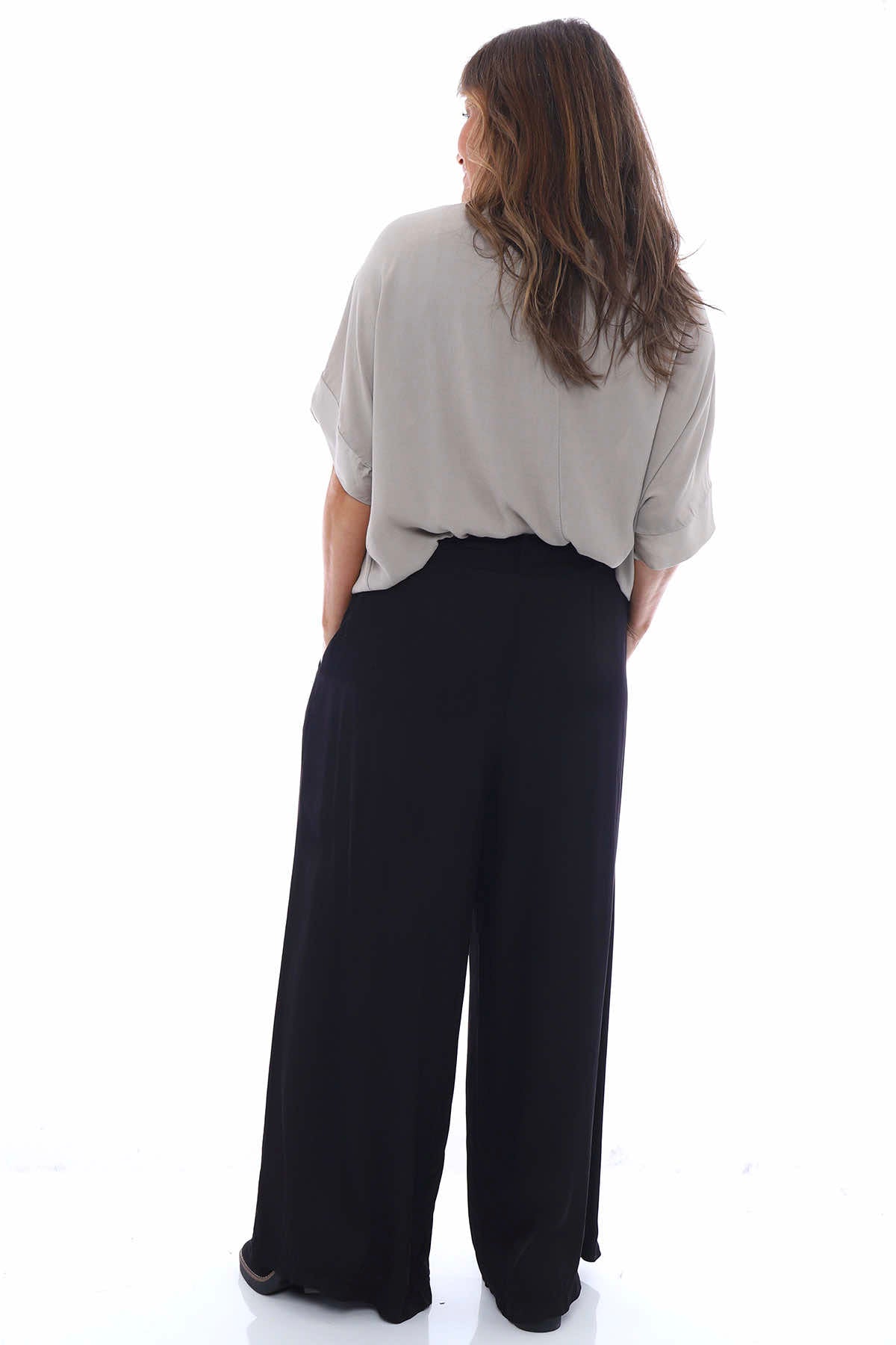 Corzano Raso Palazzo Pants Black