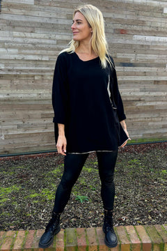 Lottie Pocket Cotton Top Black