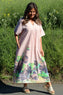 Whitstable V Neck Print Linen Dress Pink