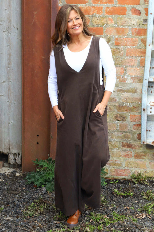 Alexia Needlecord Jumpsuit Cocoa - Image 2