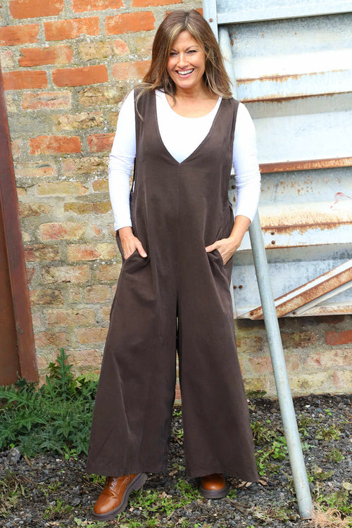 Alexia Needlecord Jumpsuit Cocoa - Image 1