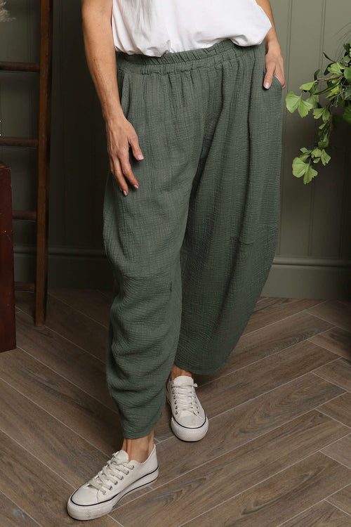 Ratana Cotton Trousers Khaki - Image 2