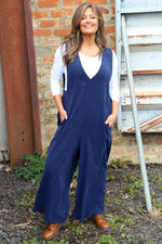 Alexia Needlecord Jumpsuit Navy Navy - Alexia Needlecord Jumpsuit Navy