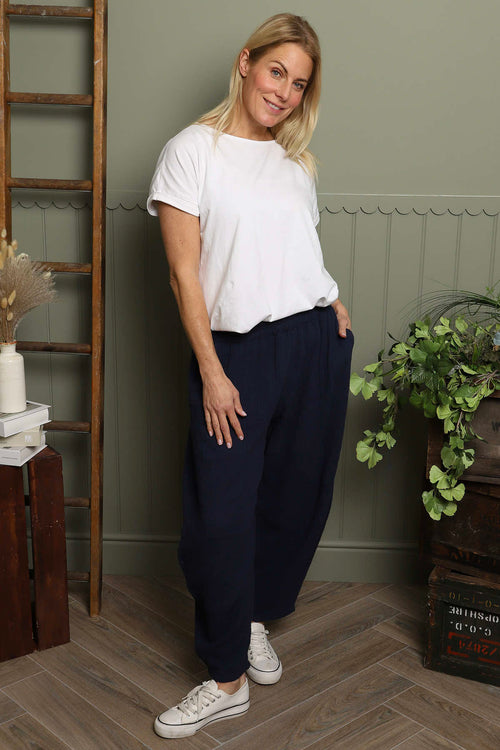 Ratana Cotton Trousers Navy - Image 1