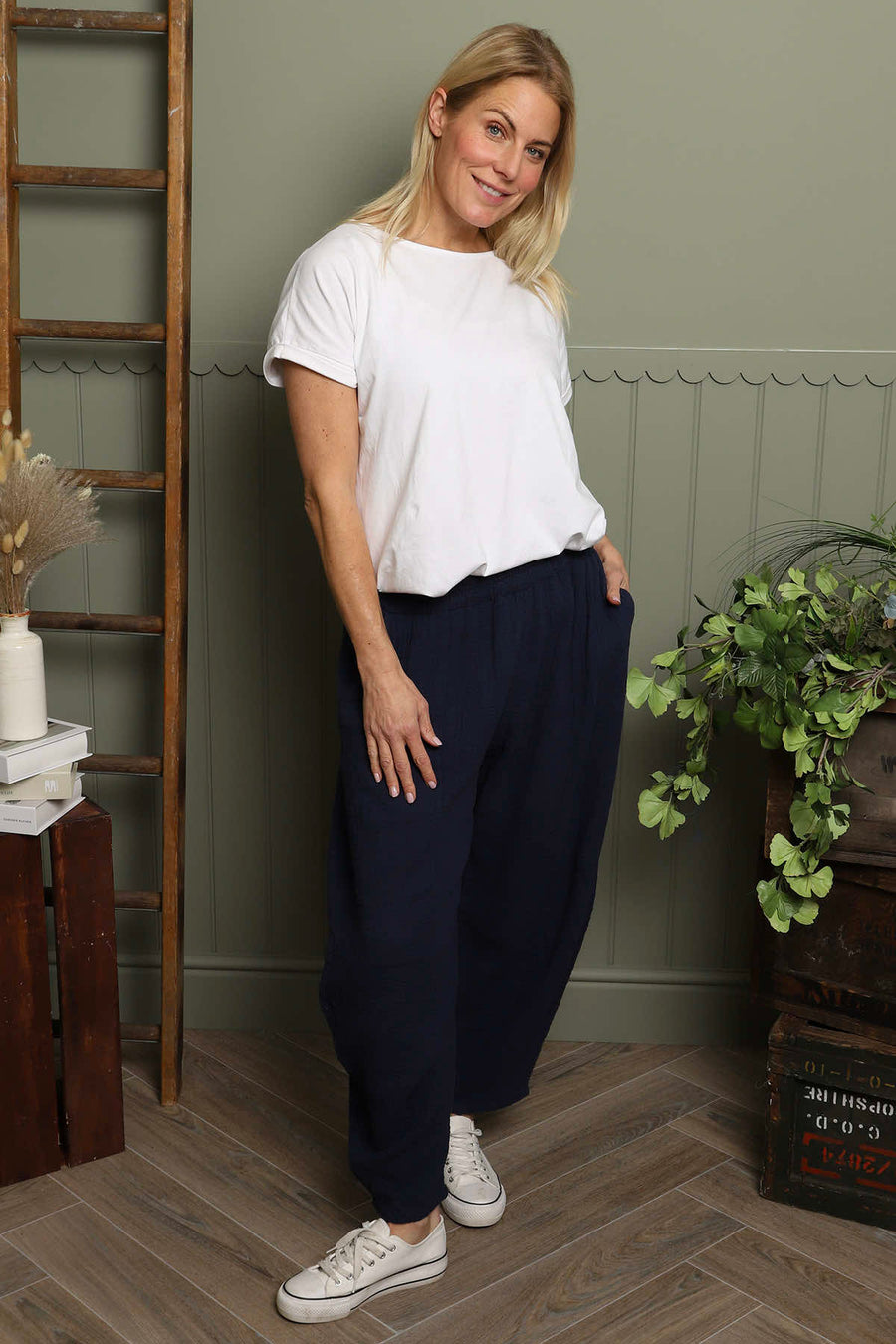 Ratana Cotton Trousers Navy