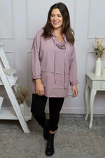 Clarina Cowl Neck Cotton Top Mauve Mauve - Clarina Cowl Neck Cotton Top Mauve