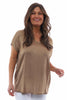 Carmen V-Neck Top Camel