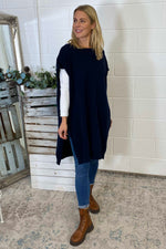 Jocelyn Long Knit Jumper Vest Navy Navy - Jocelyn Long Knit Jumper Vest Navy