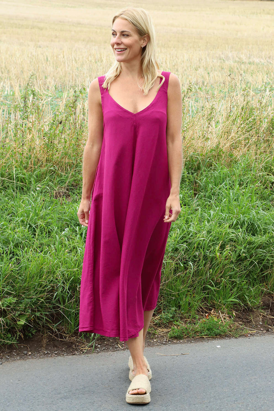 Tiffany Linen Dress Berry