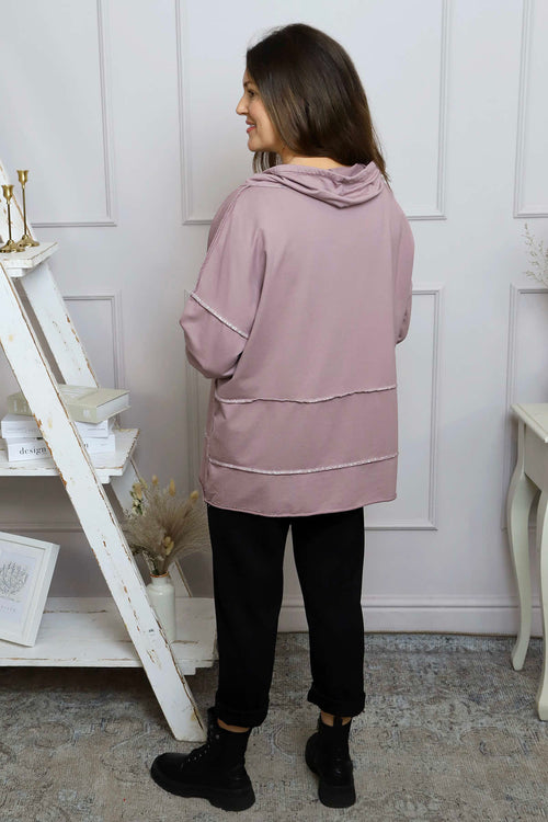 Clarina Cowl Neck Cotton Top Mauve - Image 4