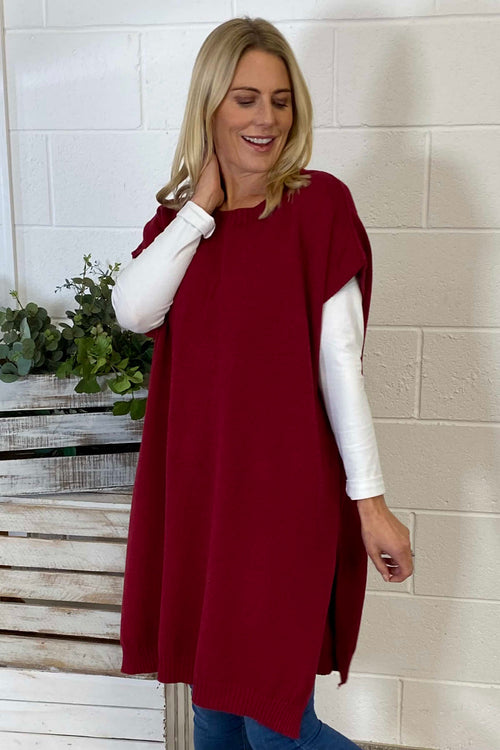 Jocelyn Long Knit Jumper Vest Wine