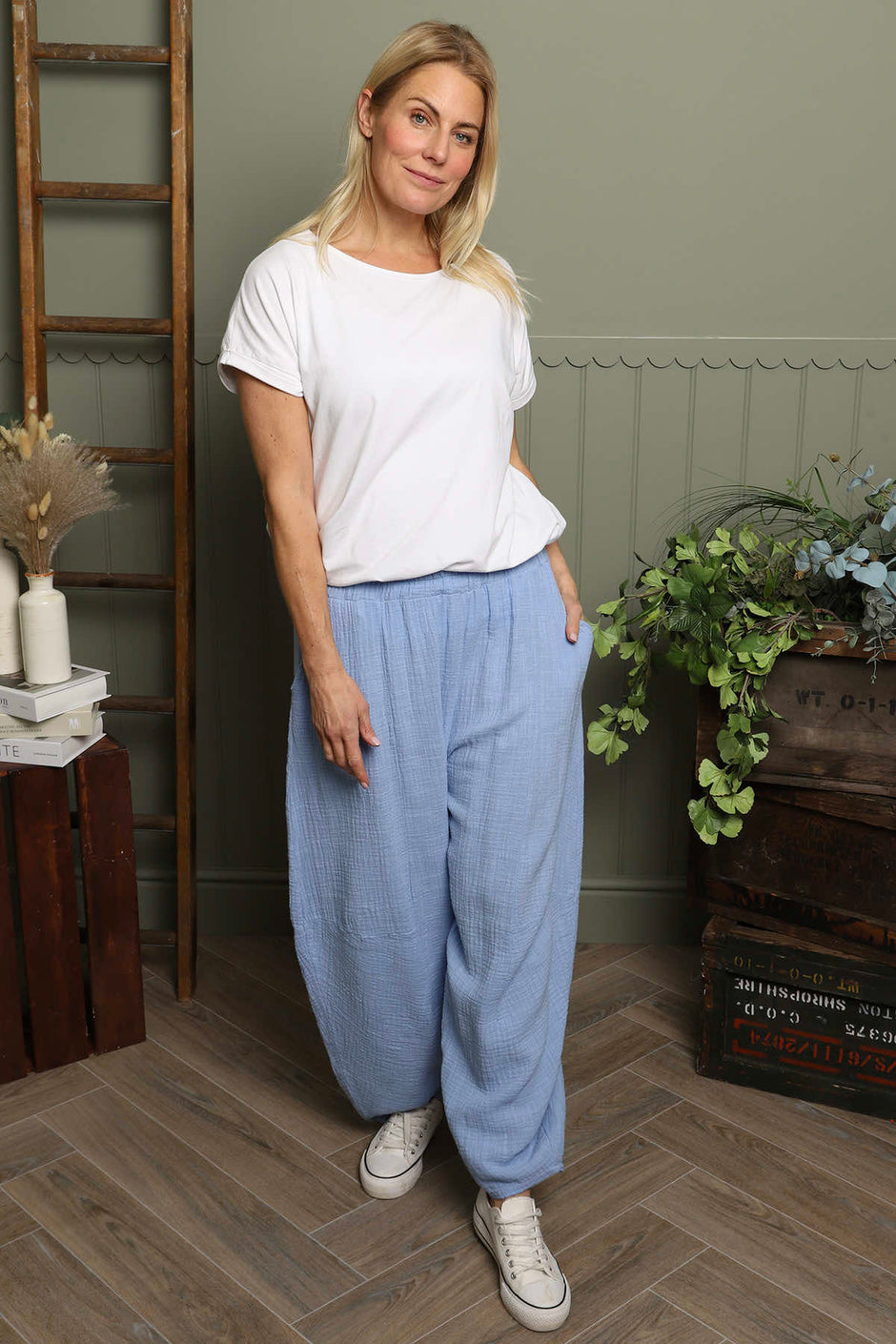 Ratana Cotton Trousers Powder Blue