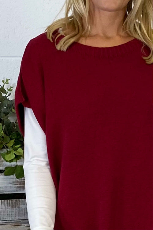 Jocelyn Long Knit Jumper Vest Wine - Image 3