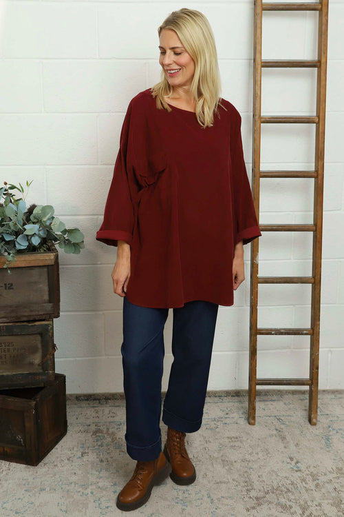 Selene Needlecord Pocket Top Wine - Image 2