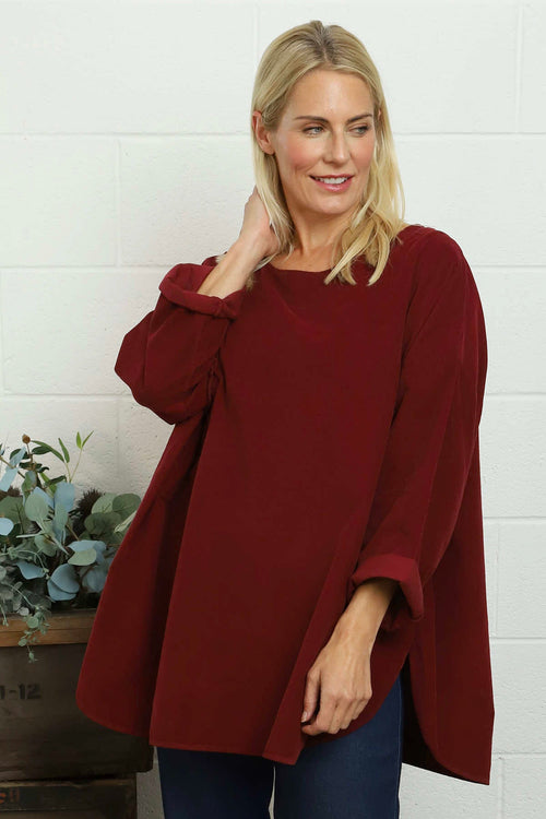 Selene Needlecord Pocket Top Wine - Image 1