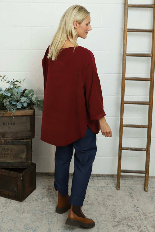 Selene Needlecord Pocket Top Wine - Image 4