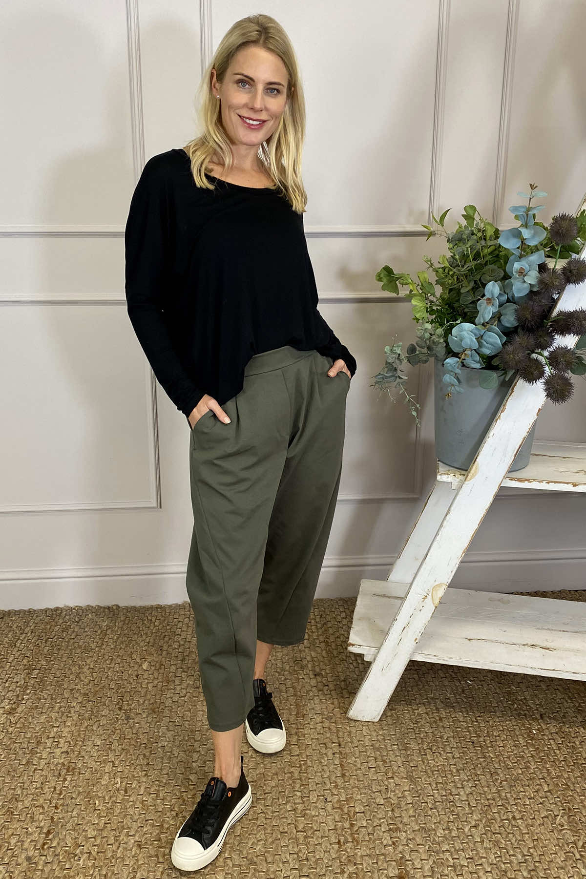 Rosie Two Pocket Cotton Trousers Khaki