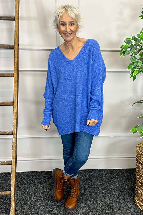 Lavinia V-neck Jumper Blue