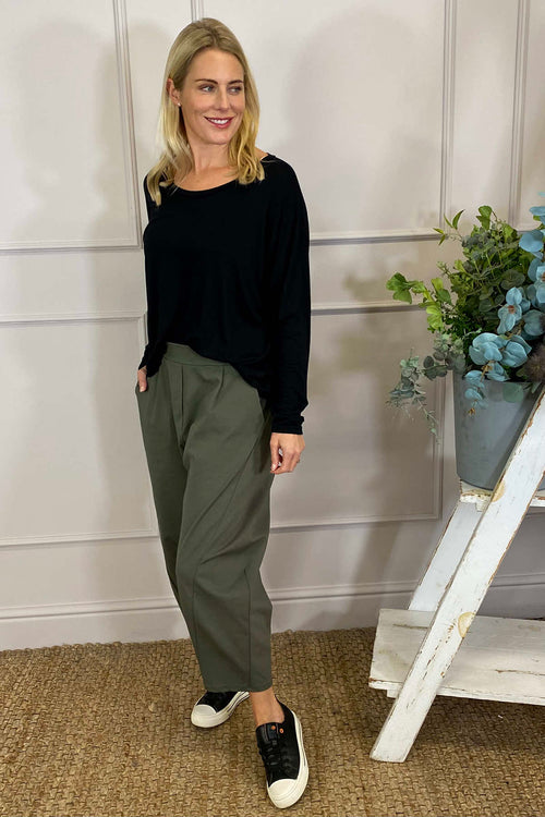 Rosie Two Pocket Cotton Trousers Khaki - Image 3