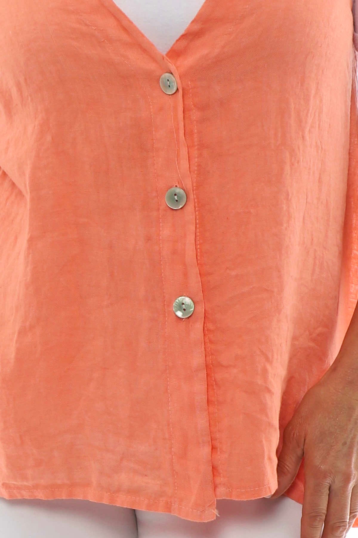 Dora Linen Waistcoat Coral