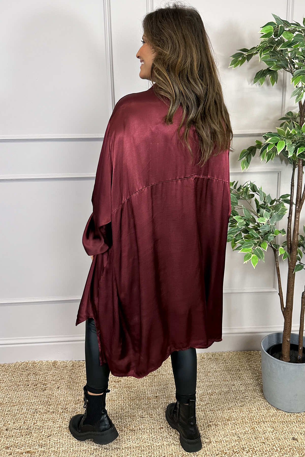 Tara Satin Shirt Wine