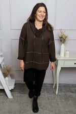 Clarina Cowl Neck Cotton Top Cocoa Cocoa - Clarina Cowl Neck Cotton Top Cocoa