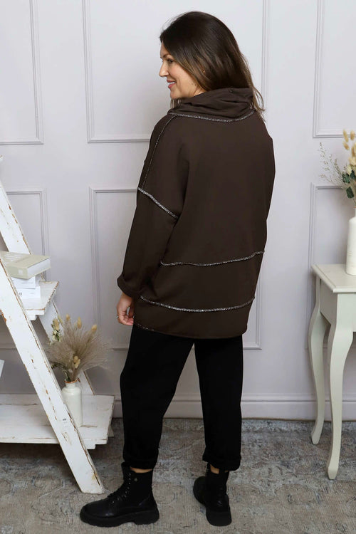 Clarina Cowl Neck Cotton Top Cocoa - Image 4