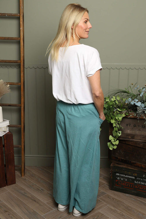 Aitana Pocket Linen Trousers Sage Green - Image 4