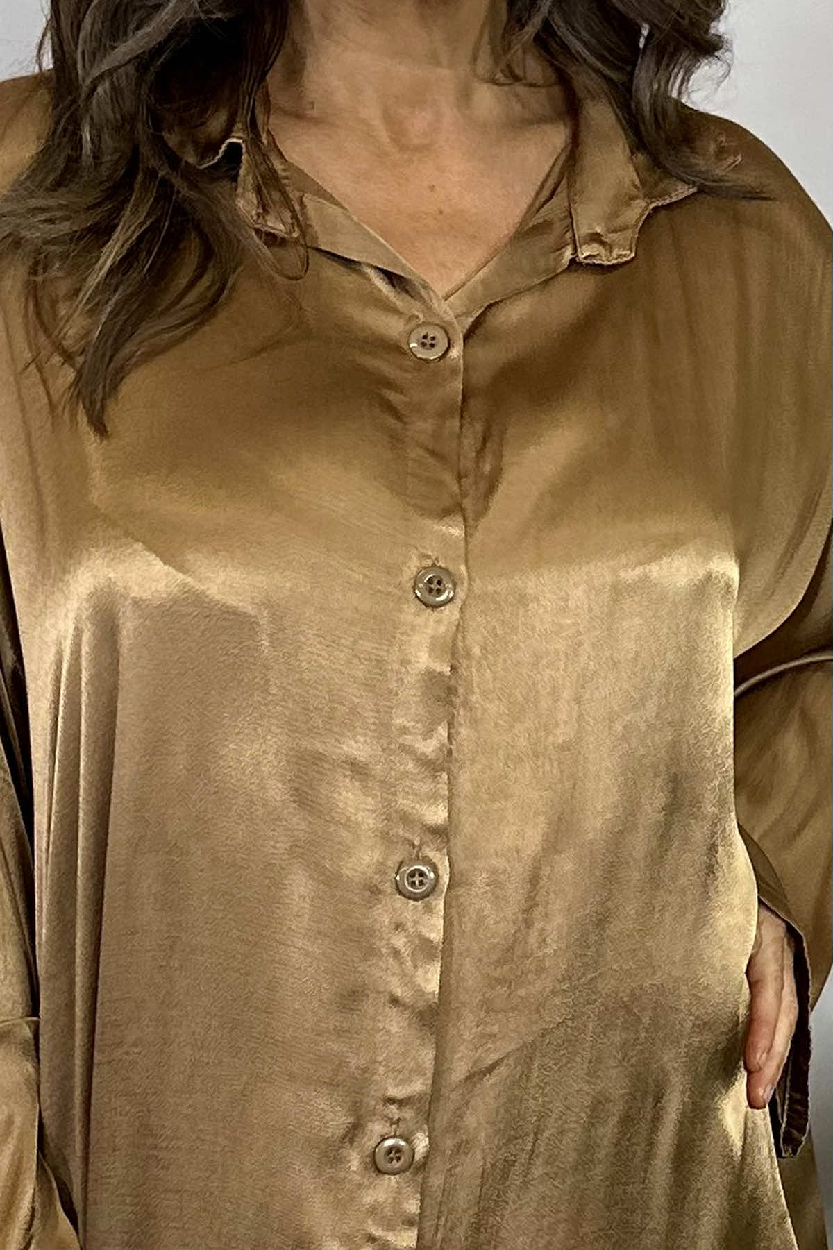 Tara Satin Shirt Camel