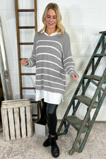 Maddison Stripe Knitted Jumper Grey Grey - Maddison Stripe Knitted Jumper Grey