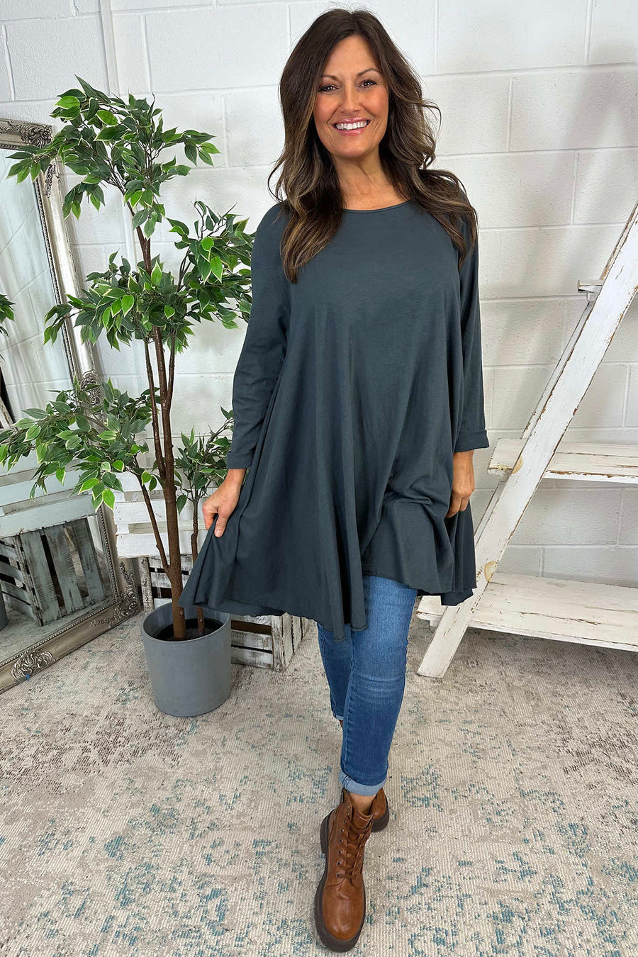 Portofino Cotton Tunic Charcoal