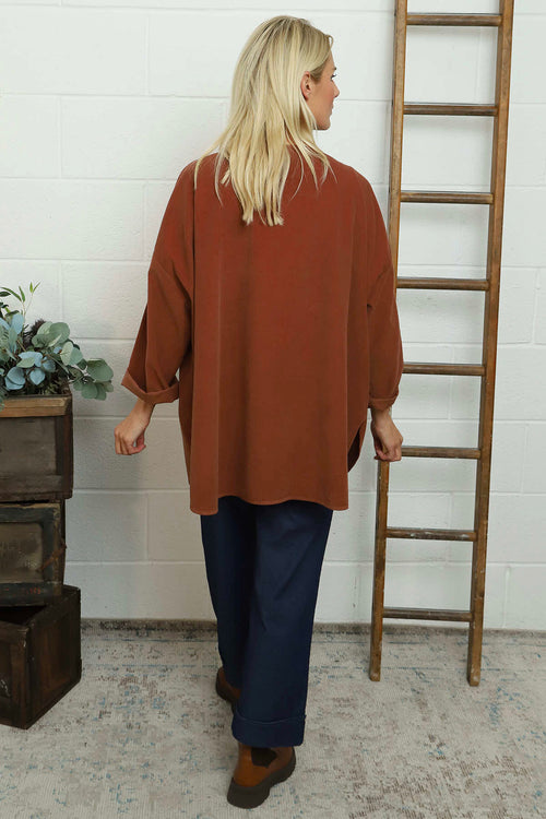 Selene Needlecord Pocket Top Burnt Orange - Image 4