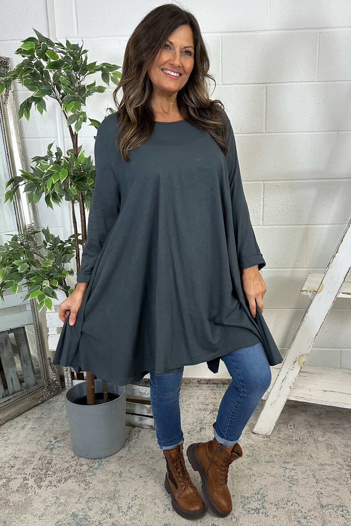 Portofino Cotton Tunic Charcoal