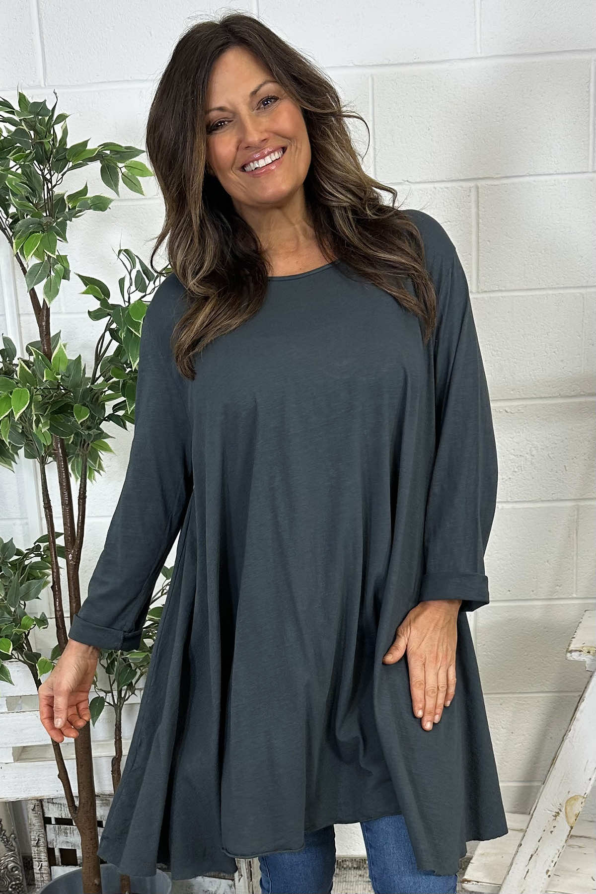 Portofino Cotton Tunic Charcoal