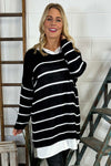 Maddison Stripe Knitted Jumper Black