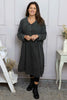 Amina Needlecord Dress Charcoal