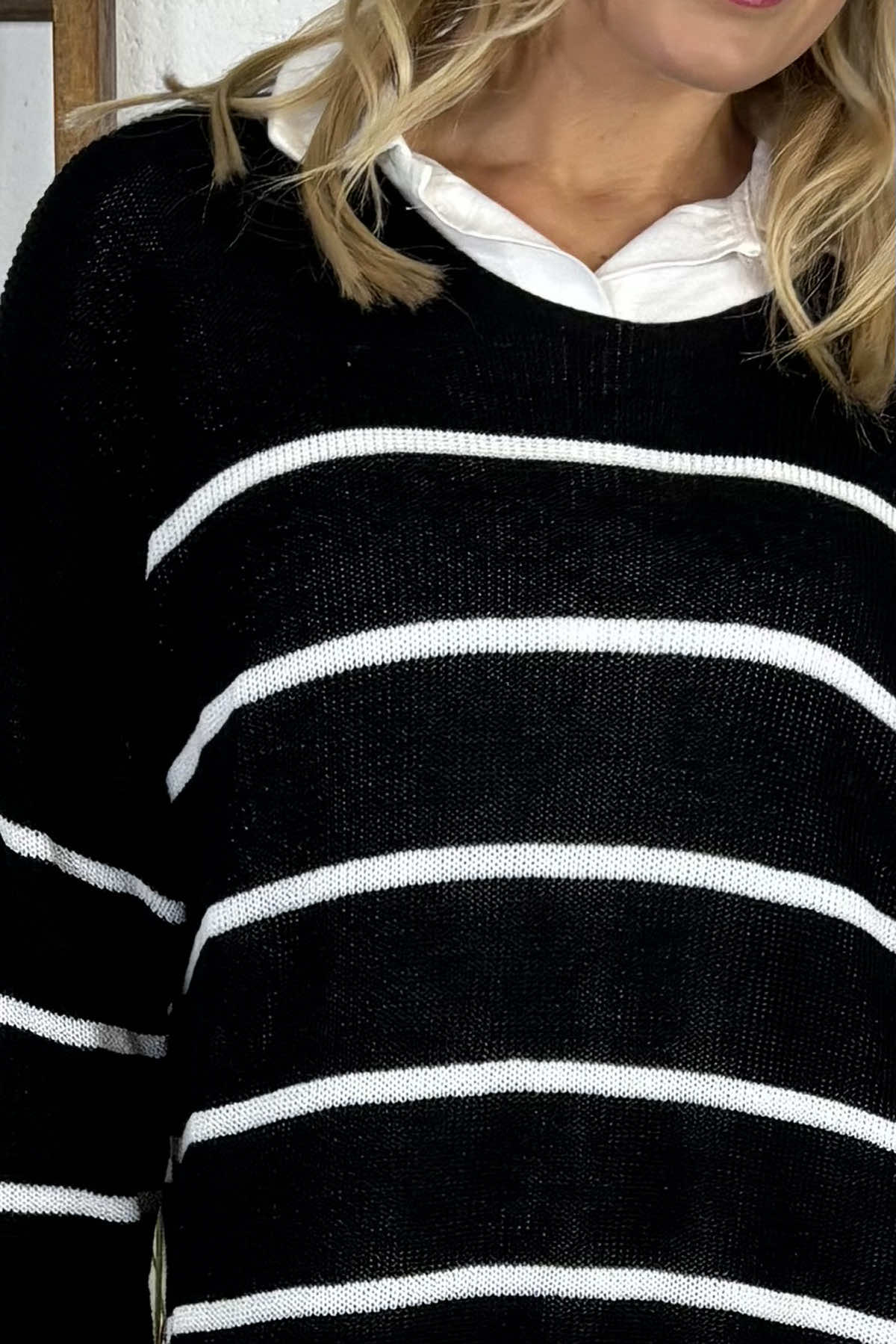 Maddison Stripe Knitted Jumper Black